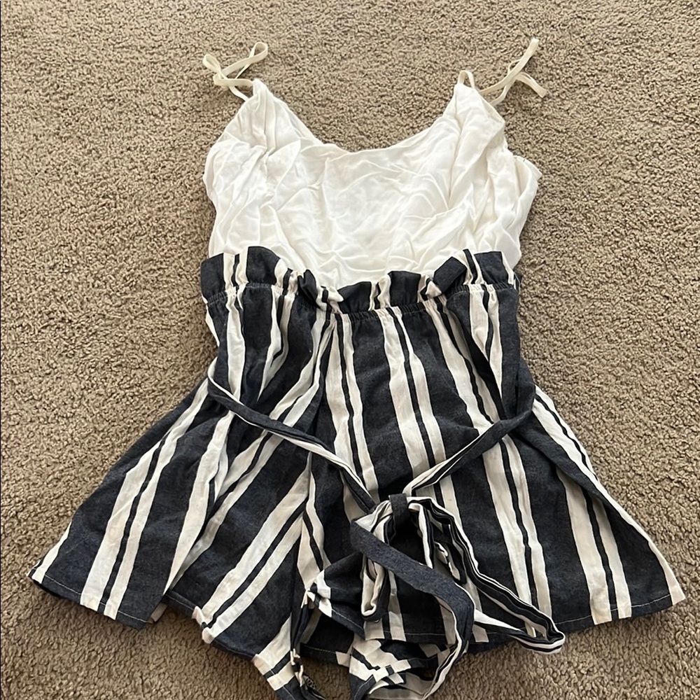 Altar'd State Black and White Striped Jumpsuit